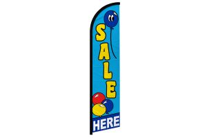 Sale Here Balloons Superknit Polyester Windless Flag Size 11.5ft by 2.5ft