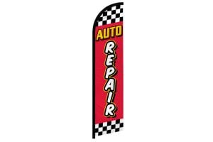 Auto Repair (Red Checkered) Windless Banner Flag