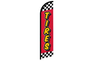 Tires Red Checkered Superknit Polyester Windless Flag Size 11.5ft by 2.5ft