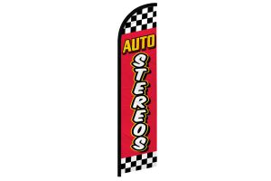 Auto Stereos (Red Checkered) Windless Banner Flag