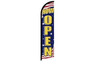 Now Open (Patriotic) Windless Banner Flag