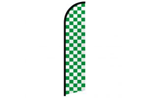 Green & White Checkered Windless Banner Flag