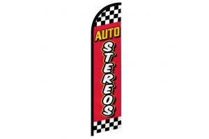 Auto Stereos (Red Checkered) Windless Banner Flag