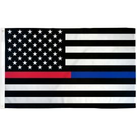 Thin Red/Blue Line USA Printed Polyester Flag 3ft by 5ft