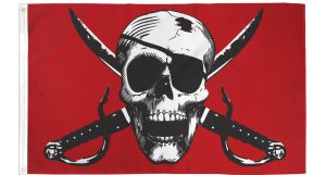 Crimson Pirate Flag 3x5ft Poly