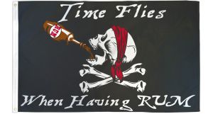 Time Flies When Having Rum Pirate Flag 3x5ft Poly