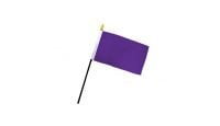 Purple Solid Color Stick Flag 4in by 6in on 10in Black Plastic Stick