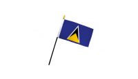 St. Lucia Stick Flag 4in by 6in on 10in Black Plastic Stick