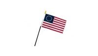 Betsy Ross Stick Flag 4in by 6in on 10in Black Plastic Stick