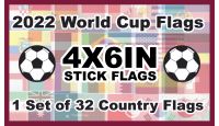 (4x6") Set of 32 World Cup Country Stick Flags