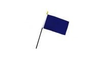 Navy Blue Solid Color Stick Flag 4in by 6in on 10in Black Plastic Stick