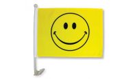 Happy Face Car FlagSingle Sided Car Window Flag with 17in Plastic Mount