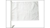 White Single Sided Car Window Flag with 17in Plastic Mount