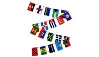  Set of 20 Caribbean Country 12x18in Flags On 30ft String