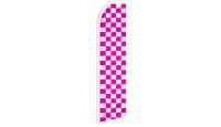 Pink & White Checkered Superknit Polyester Swooper Flag Size 11.5ft by 2.5ft