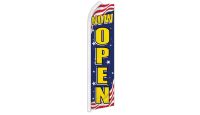 Now Open Superknit Polyester Swooper Flag Size 11.5ft by 2.5ft