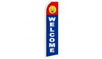 Welcome Happy Face Superknit Polyester Swooper Flag Size 11.5ft by 2.5ft