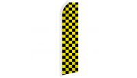 Yellow & Black Checkered Superknit Polyester Swooper Flag Size 11.5ft by 2.5ft