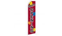 Grand Opening Balloons Superknit Polyester Swooper Flag Size 11.5ft by 2.5ft