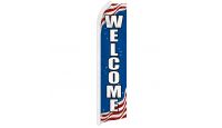 Welcome Patriotic Superknit Polyester Swooper Flag Size 11.5ft by 2.5ft