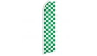 Green & White Checkered Superknit Polyester Swooper Flag Size 11.5ft by 2.5ft