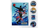 Basketball All Star  Blanket 50in by 60in in Soft Plush with closeups of material and displayed on furniture