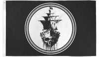 Black Sea Pirate Printed Polyester Flag 3ft by 5ft
