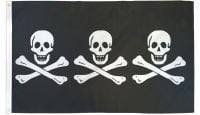 C. Condent 3 Skulls Pirate Printed Polyester Flag 3ft by 5ft