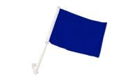 Royal Blue Solid Color Double Sided Car Window Flag with 17in Plastic Mount