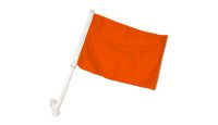 Orange Solid Color Double Sided Car Window Flag with 17in Plastic Mount