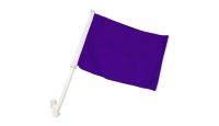 Purple Solid Color Double Sided Car Window Flag with 17in Plastic Mount