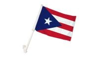 Puerto Rico Double Sided Car Window Flag with 17in Plastic Mount