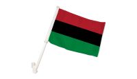 Afro American Double Sided Car Window Flag with 17in Plastic Mount