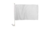 White Single Sided Car Window Flag with 17in Plastic Mount