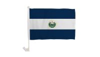 El Salvador Single Sided Car Window Flag with 17in Plastic Mount