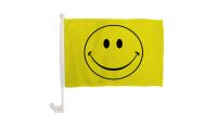 Happy Face Car FlagSingle Sided Car Window Flag with 17in Plastic Mount