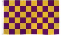 Purple & Gold Checkered Printed Polyester Flag 3ft by 5ft