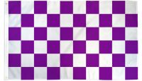 Purple & White Checkered Printed Polyester Flag 3ft by 5ft