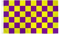 Purple & Yellow Checkered Printed Polyester Flag 3ft by 5ft