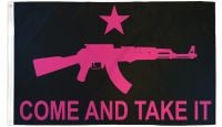 Come and Take It Rifle Pink Printed Polyester flag 3ft by 5ft