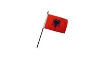Albania Stick Flag 4in by 6in on 10in Black Plastic Stick