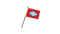 Arkansas Stick Flag 4in by 6in on 10in Black Plastic Stick