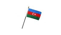 Azerbaijan Stick Flag 4in by 6in on 10in Black Plastic Stick