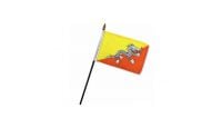 Bhutan Stick Flag 4in by 6in on 10in Black Plastic Stick