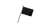 Black Solid Color Stick Flag 4in by 6in on 10in Black Plastic Stick