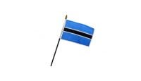 Botswana Stick Flag 4in by 6in on 10in Black Plastic Stick