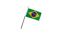 Brazil Stick Flag 4in by 6in on 10in Black Plastic Stick