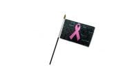 Breast Cancer Stick Flag 4in by 6in on 10in Black Plastic Stick