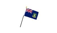 British Virgin Islands Stick Flag 4in by 6in on 10in Black Plastic Stick