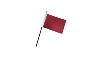 Burgundy Solid Color Stick Flag 4in by 6in on 10in Black Plastic Stick